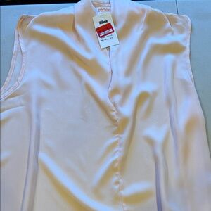 Renee C. Sleeveless V-Neck Satin Blouse in Light Pink